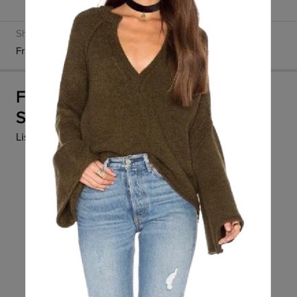 Free People Lovely Lines Bell Sleeve Sweater, XS